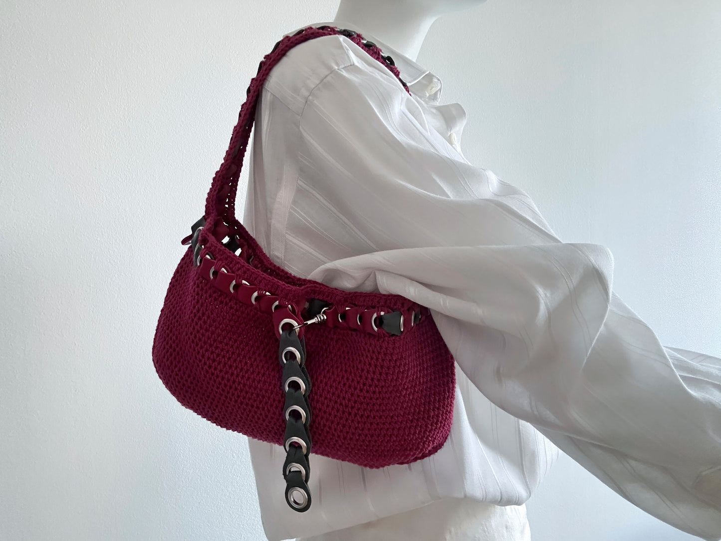 Red and Grey Baguette Belt Bag