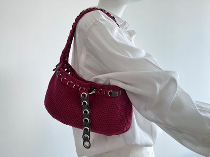 Red and Grey Baguette Belt Bag